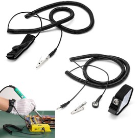 2PCS Pulsera Antiestática, 2.5M ESD Correa de Muñeca Antiestática, Pulsera Antiestática con Cable, Adecuado para Reparación de Teléfonos Móviles y Computadoras, Línea de Ensamblaje de Fábrica. (negro)
