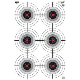 BIRCHWOOD CASEY 23" x 35" Eze-Scorer Multiple Bull's-Eye Shoot-Up Brilliant White Paper Targets for Indoor and Outdoor Use, 100 Targets