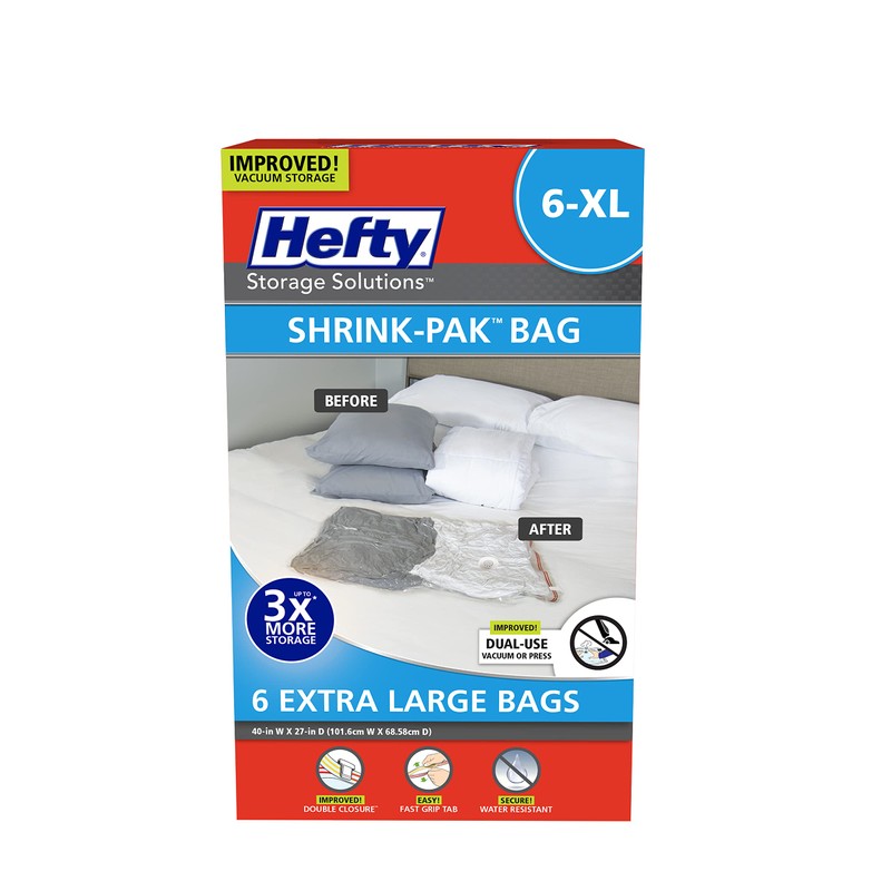 Hefty Shrink-Pak – 6 Extra Large Vacuum Seal Storage Bags