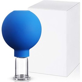 Nuanchu Facial Cupping Cup Glass Face Cup Silicone Cupping Massage Vacuum Suction Mug for Body Face Leg Arm Back Shoulder Muscle and Joint Pain(Blue,0.65 Inch Diameter)