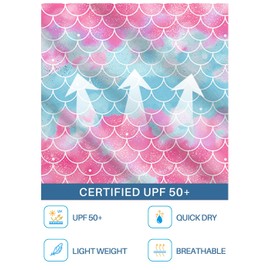 BesserBay Kids Girls UV Protection Rash Vest Blue Pink Mermaid Long Sleeve Stretchy Fabric Swimming Top 9-10 Years