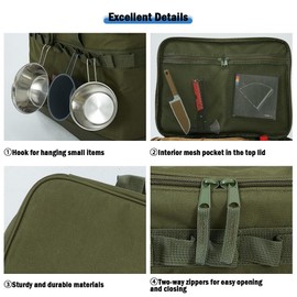 Moon Lence Large Capacity Foldable Outdoor Camping Picnic Bag Barbecue Camping Portable Travel Self-Drive Storage Bag Insulated Picnic Baskets Beach Bag (Green)