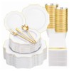 WDF 350PCS White and Gold Plastic Plates - Gold Plates