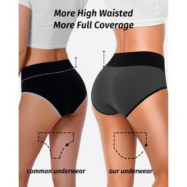 ORLAROY Women's Tummy Control Underwear Cotton High Waisted Underwear Postpartum Panties Full Coverage Briefs Multipack