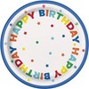 Unique 22544 Paper Plates-18 cm-Dots & Stars Birthday Party-8 Count