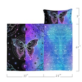 Datura home Nap Mat -Butterfly Sleeping Bag with Removable Pillow - Daycare and Sleepovers Preschool Kindergarten Bedding Set for Kids Toddler Boys Girls(Butterfly3 Large)