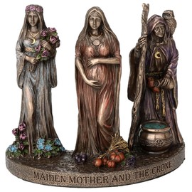 Veronese Design 4 3/8 Inch Triple Moon Goddess Maiden Mother and Crone Cold Cast Resin Bronze Finish Wiccan Sculpture