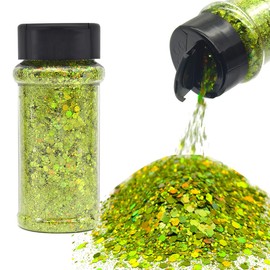 Light Green - Craft Glitter - 2oz Glitter Shaker Bright Colorful Mix Chunky Body Glitter Bulk - 24 Colors in Shaker, Cosmetic Grade Glitter - EBLB608