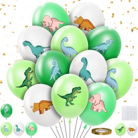 HYOWCHI 36 Pcs Dinosaur Birthday Party Supplies Balloons Set, Dino Theme Dinosaur Party Decorations Latex Balloons for Kid's Birthday Baby Shower