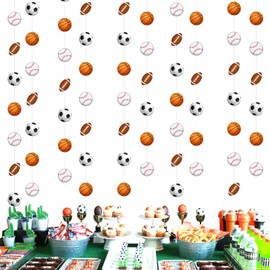 Fangleland 8Pcs Sport Theme Streamers Garlands Banners for Boy - Sport Basketball Football Baseball Ceiling Wall Hanging Decors Birthday Baby Shower Party Decorations Photo Booth Props