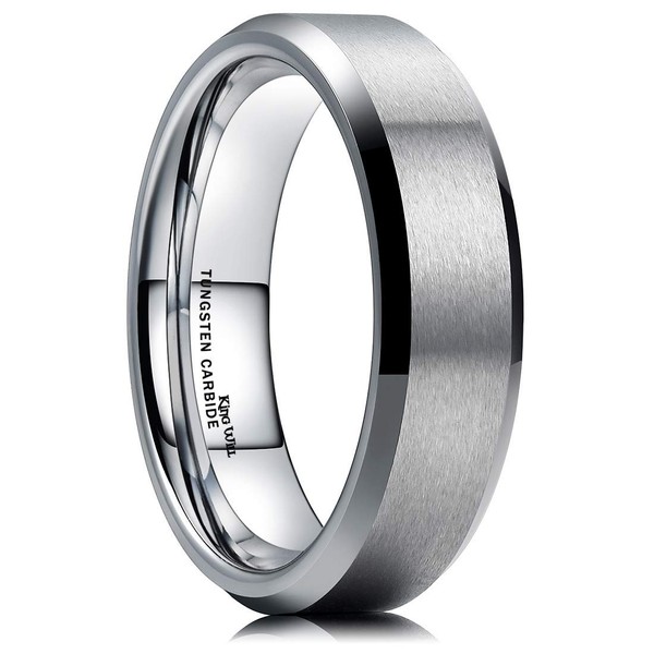 King Will Silver Promise 6MM Wedding Band For Men Tungsten