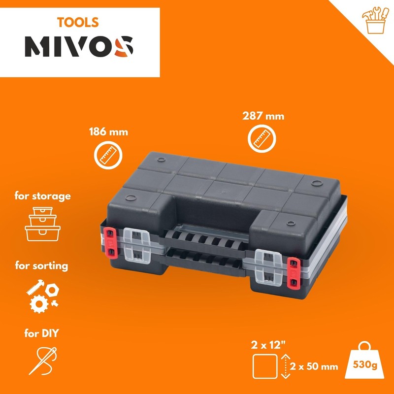 Mivos Double-sided assortment box 287x186x100mm - 2-sided sorting box with