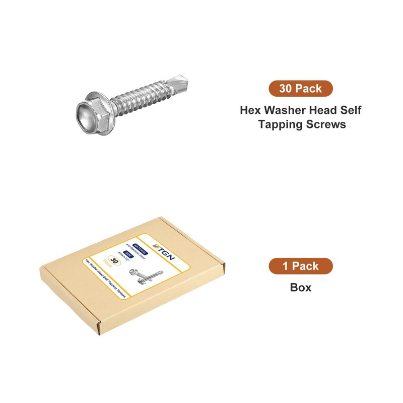 DTGN #14x1-1/2" Hex Washer Head Self Drilling Screws - 30Pack
