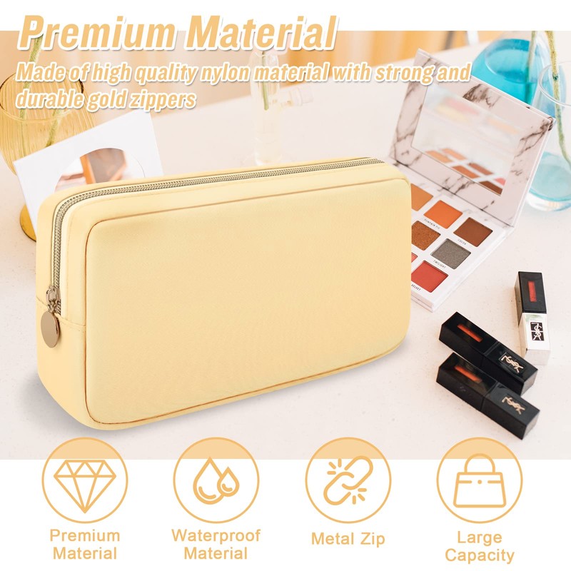 Nylon Small Makeup Bag Cosmetic Zipper Pouch for Purse, Preppy