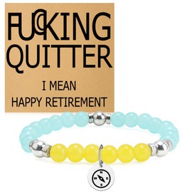 Funny Retirement Beaded Bracelets for Women Retirement Gifts for Women Leaving Farewell Bead Bracelets for Mom Grandma Coworker Colleagues Boss Lady Friends Teacher Goodbye Going Away Stretch Jewelry