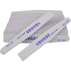 YBVABE Nail File, 12Pcs Nail Files180/240 Grit Double Sided, Premium Professional Salon Quality- Reusable Washable Emery Boards Manicure Tool for Nail Shaping, Dual Grit Manicure & Pedicure(Rhombus)