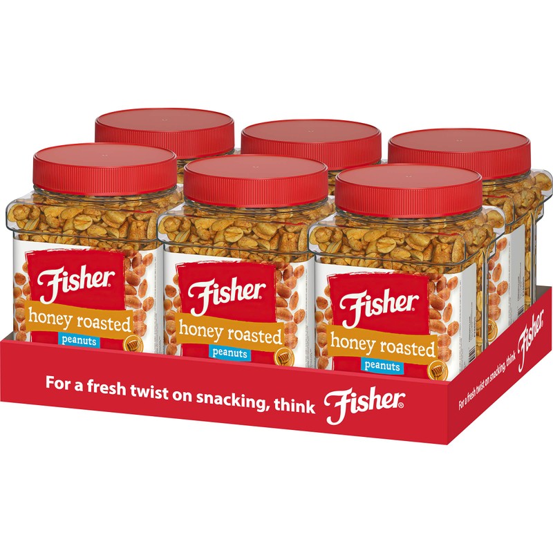 Fisher Snack Honey Roasted Peanuts, 36 Ounces (Pack of 6),