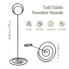 RONTEDA Table Number Holders 10Pcs - 8.75 inch Tall Table Number Stands Place Card Holder for Wedding Party Graduation Reception Restaurant Home Photo Picture Office Memo (Black, 8.75")
