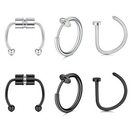 D.Bella Fake Nose Ring Faux Septum for Women Men Clip On stud ball Nasen non Piercing