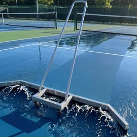 Tennis Court Squeegee, Concrete Floor Squeegee, Heavy Duty & Large Tennis Court Squeegee, Suitable for Garages and Floors, Steel + 2 EVN Blades Removable Assembly, Silver, Stainless Steel, Wide Blade