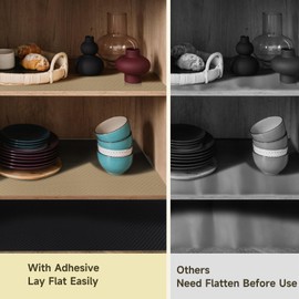 WochiTV Adhesive Shelf Liner 11.8 X 59 Inches Peel and Stick Kitchen Liner for Cabinets, Drawers Removable Protector Mat Waterproof Contact Covering for Dresser Pantry Countertops Shelves, Khaki