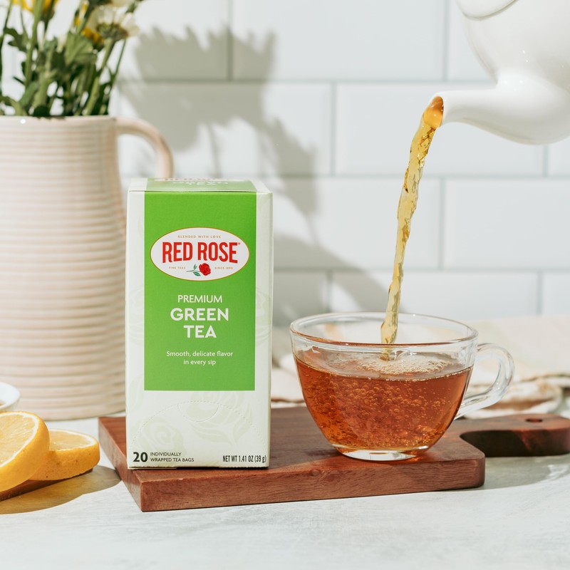 Red Rose Green Tea Naturally Flavored Rich in Antioxidants Zero