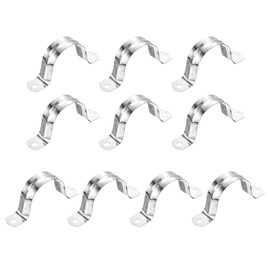 sourcing map 10Pcs Rigid Pipe Straps, 42mm(1.65") 304 Stainless Steel 2 Hole U-Shaped Bracket Tube Hanger Pipe Clamps for Fixing Pipe Cable