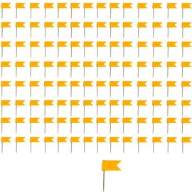 Drawing Pins 100pcs,Yellow Flag Map Push Pins,Travel Map Pins,Push Pins for Cork Bulletin Board, Picture, Map Marking