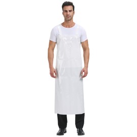 Nanxson Unisex Apron TPU Waterproof Apron H-shaped Shoulder Strap Work Apron for Pet Care CFS0009, White