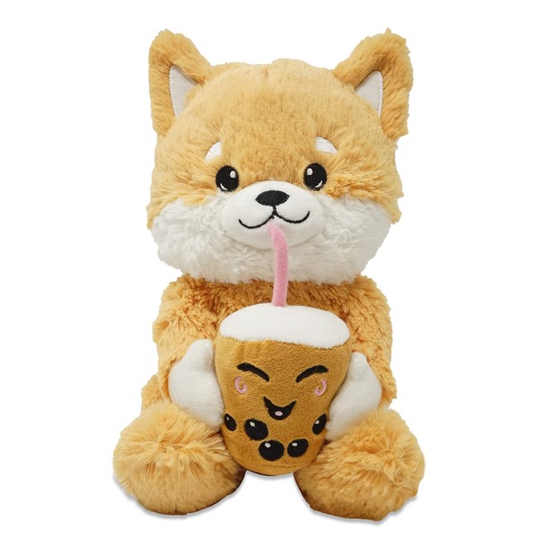 PlushGoals - BFF Furrever Sippin' Shiba | Cuddle Barn Bubble Tea Boba Loving Shiba Inu Stuffed Animal Plush Toy, 11"