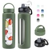 Kodrine 24oz Glass Water Bottle With Straw and 2 Lids,