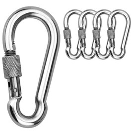 OULVLIFE Locking Carabiner, Heavy Duty Carabiner, 80 mm Carabiner Hook Made of Galvanised Carbon Steel with Screw Cap