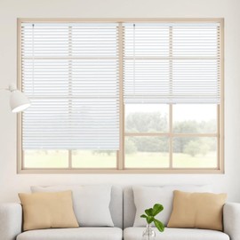 HIDODO Aluminum Mini Blinds for Windows Cordless Horizontal Window Blinds, Metal Blinds Waterproof Light Adjustment Room Darkening Mini Blinds, 35" W x 64" H, White