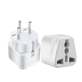 JORINDO 2 pcs Israel Travel Plug Adapter，Israel Plug to Universal Socket Power Converter for EU/AU/US/UK & More，3 pin Cylindrical Plugs，PPalestine, Jerusalem, Al-Quds Travel Convert Plug (White)