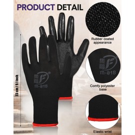 Nuogo 48 Pairs Gardening Gloves for Men Women Work Gloves Rubber Coated Garden Gloves Construction Gloves(Black, Purple)