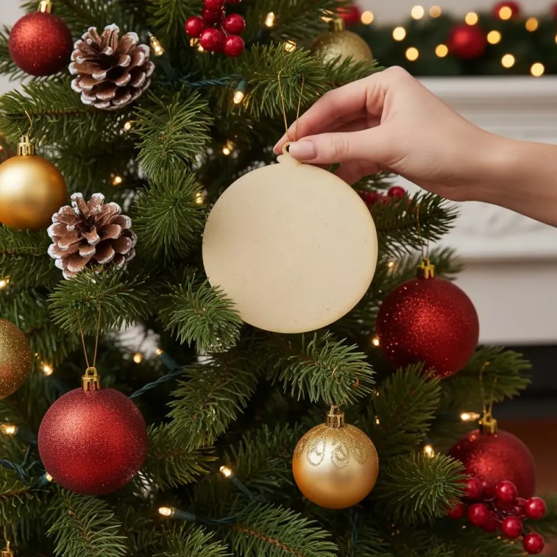 Dupla - 12 Esferas Navideñas Mdf 3mm 11cm Ideal Para