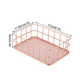 Metal Organiser Basket, Rose, Gold, Iron Storage Basket Organiser, Storage Holder, Desktop Decor (Size : C)
