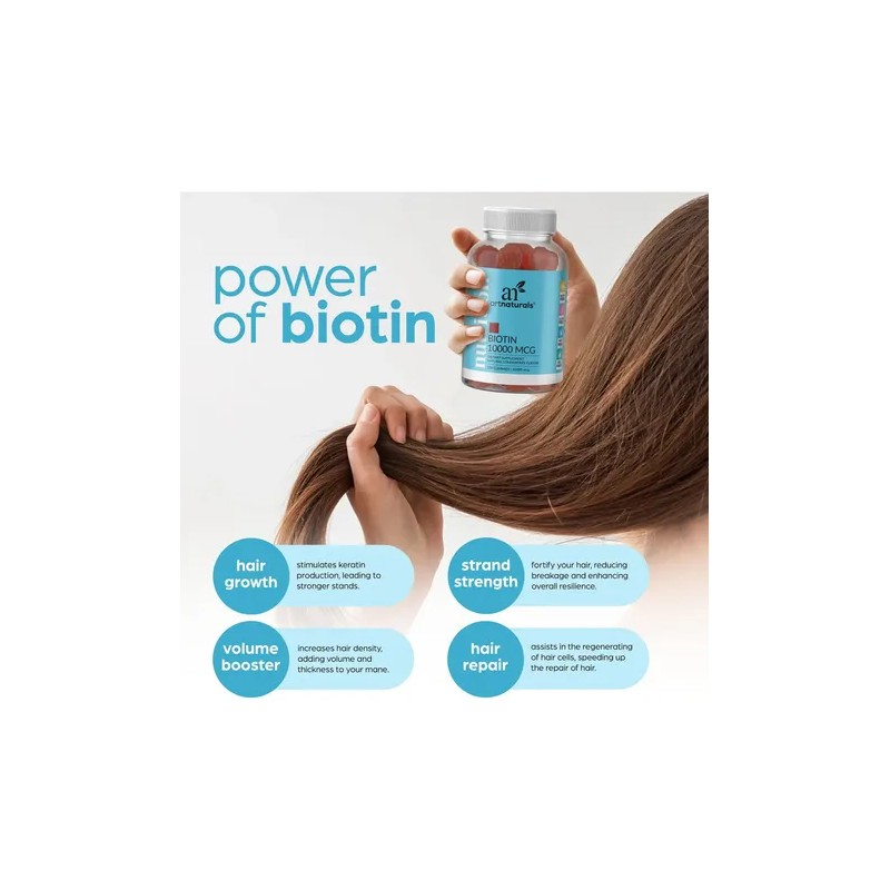 Artnaturals Gomitas Biotina 10000mcg - Crecimiento Cabello
