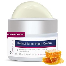 Manuka Lane Crema De Noche Retinol Boost Para Rostro Y Cuello Con Aceite De Almendras Dulces, Coq10, Extractos De Plantas Y Vitamina A  Fórmula A...  