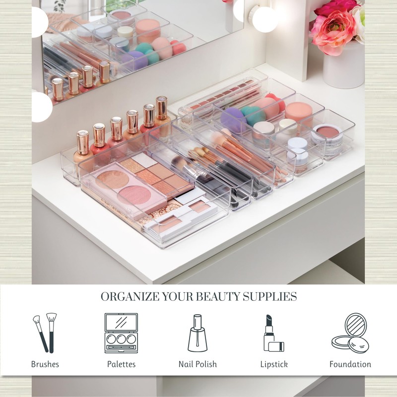 STORi SimpleSort 10-Piece Stackable Clear Drawer Organizer Set | Multi-size