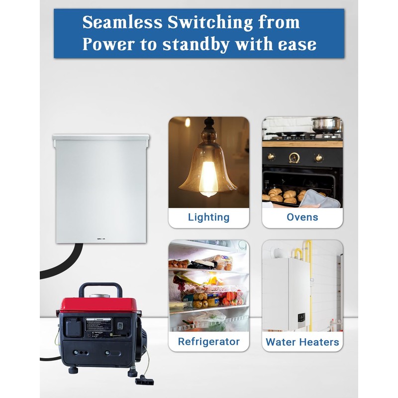 Jiangce 100A Generator Transfer Switch, 3P Heavy Duty Automatic Transfer