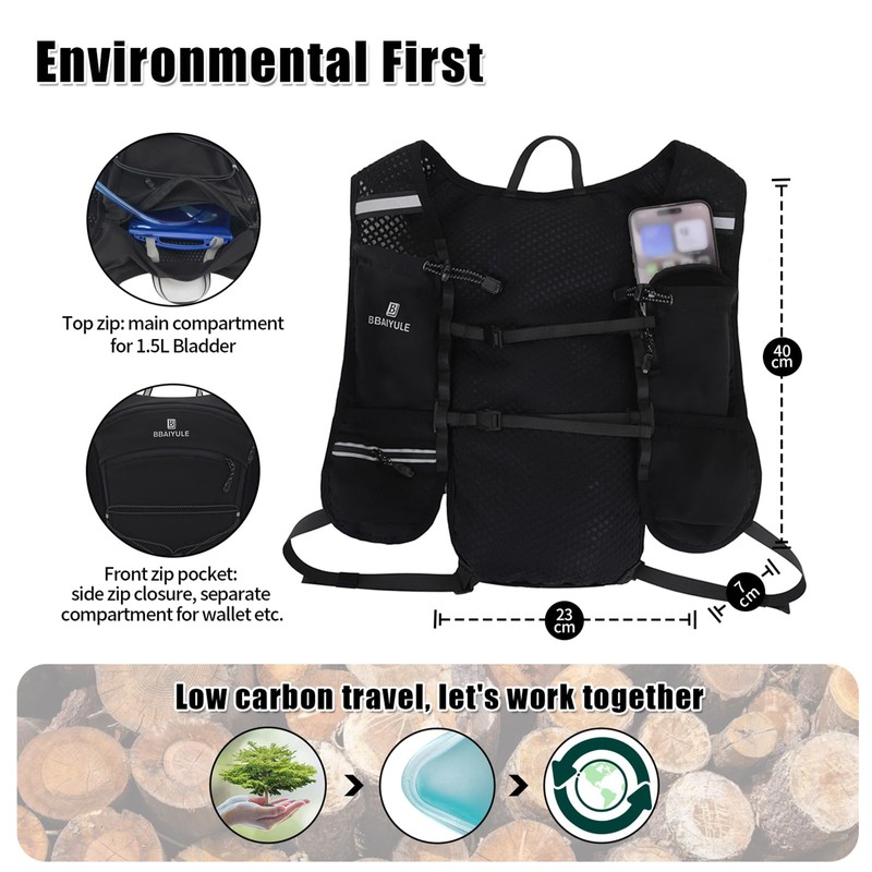 BBAIYULE® Hydration Backpack with Optional Hydration Bladder, BPA-Free, Running Backpack,
