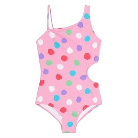 Kanu Surf Girls Beach Sport One Shoulder Side Cut UPF 50+ 1PC Swimsuit, Cori Pink