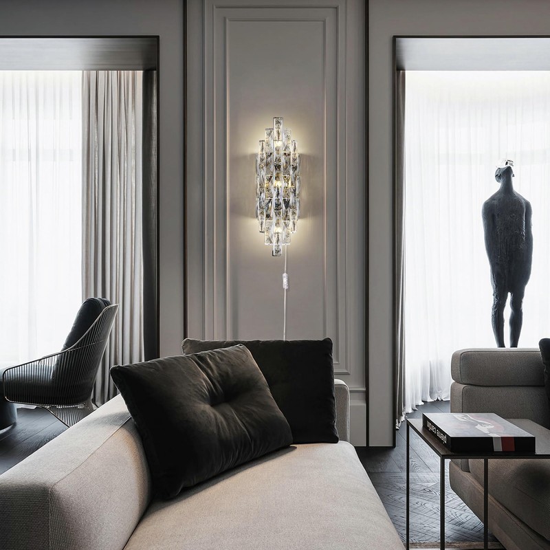 Kaiyuan Modern Plug in Wall Sconce Crystal Wall Sconces Indoor