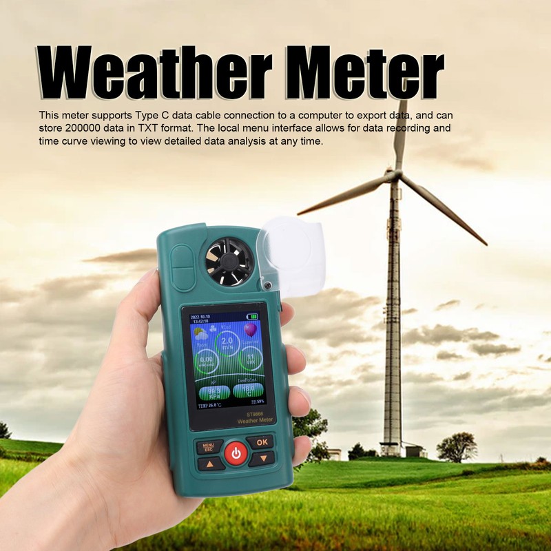 Weather Meter Handheld Air Flow Velocity Tester Digital Wind Speed