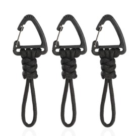Space fire Paracord Strap Carabiner for Camping Outdoor Activities (3 Black, Short)