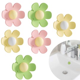 Bathroom Sink Basin Trim Overflow Cover | Anti-Odor Silicone Plug | Decorative Flower Design | Universal Fit for 2cm Drain Holes | Pack of 6 (Mixed)