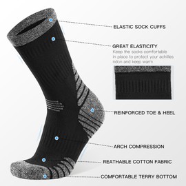 YOJOOM Mens Socks 9-12 6-9 Cushioned Work Socks Black Walking Socks for Men Crew Athletic Socks for Outdoor Hiking Trainer Running (9-12, Black 6 pairs)