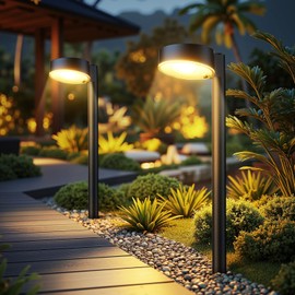 Ahaorigin 2 Pack Solar Pathway Lights Outdoor, 12 Brighter LED Solar Lights Outdoor Waterproof, Up to 12 Hrs Solar Powered Path Light for Yard Modern Garden Path Walkway Driveway