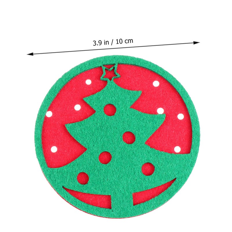 KONTONTY 8pcs Round Felt Cup Coasters Mat Non-Slip Christmas Tree